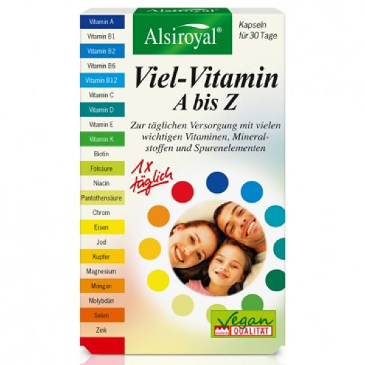 Alsiroyal Viel-Vitamin A bis Z 30 St – Produktverpackung