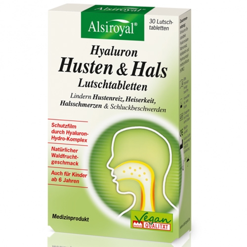 Alsiroyal Hyaluron Husten & Hals Lutschtabletten 30St