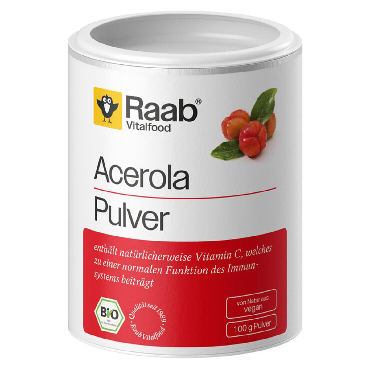 Raab Vitalfood Acerola Pulver Bio 100 g – Produktverpackung