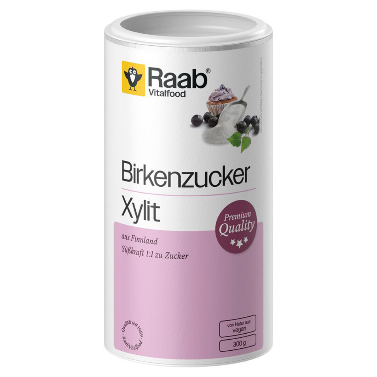 Raab Vitalfood Birkenzucker Xylit Pulver 300 g – Produktverpackung