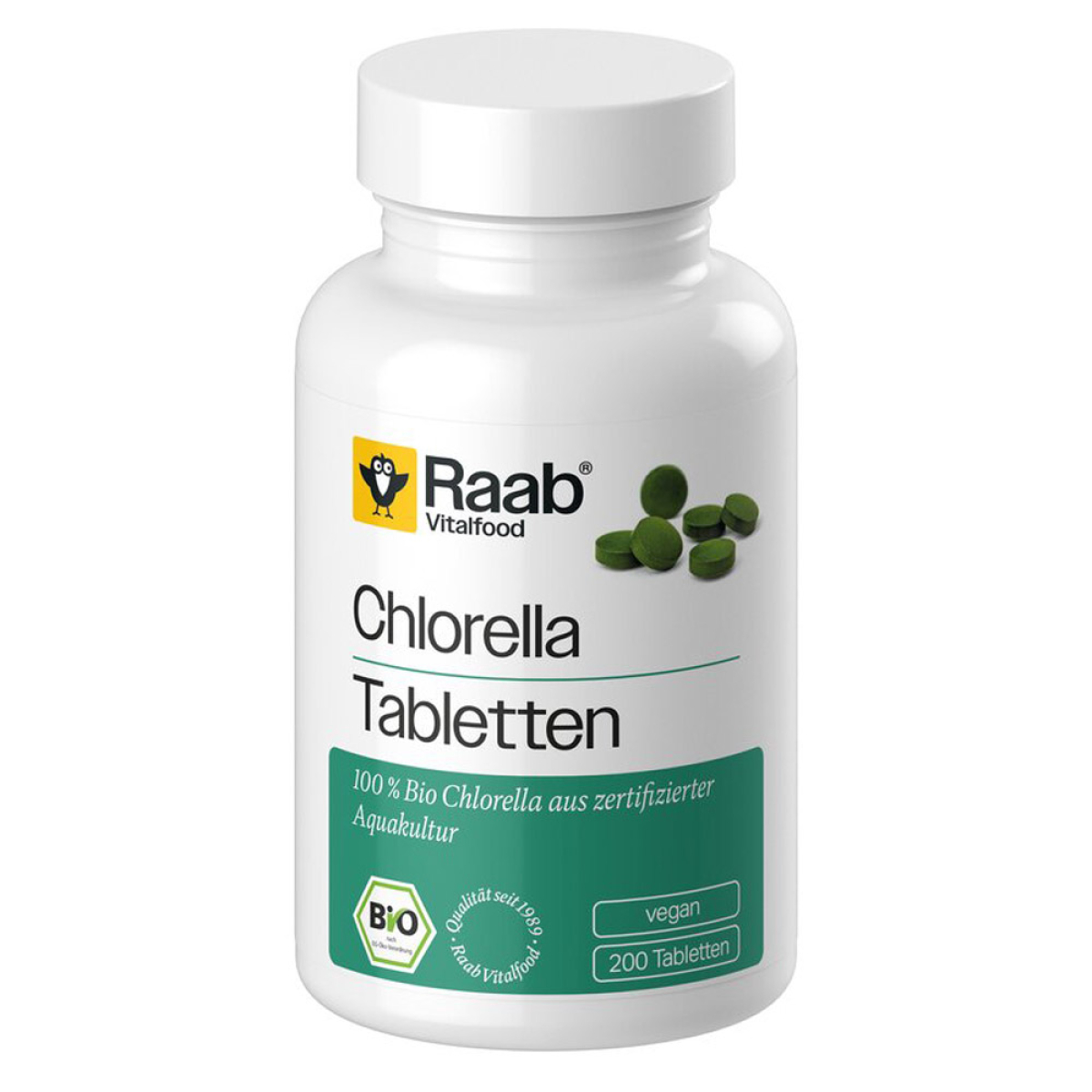 Raab Vitalfood Chlorella Tabletten Bio 200 St. – Produktverpackung