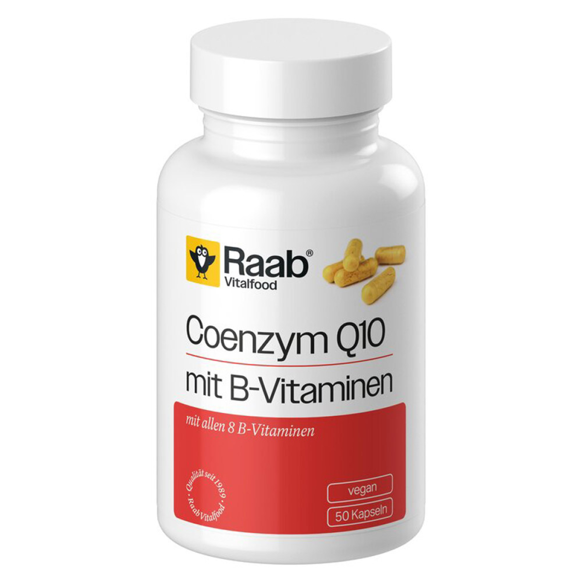 Raab Vitalfood Coenzym Q10 mit B-Vitaminen Kapseln 50 St. – Produktverpackung