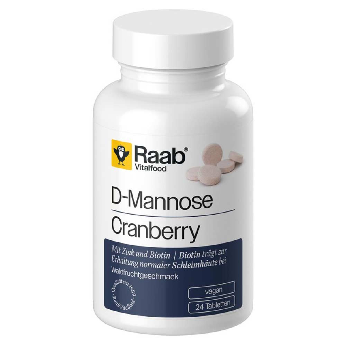 Raab Vitalfood D-Mannose mit Cranberry Tabletten 24 St. – Produktverpackung