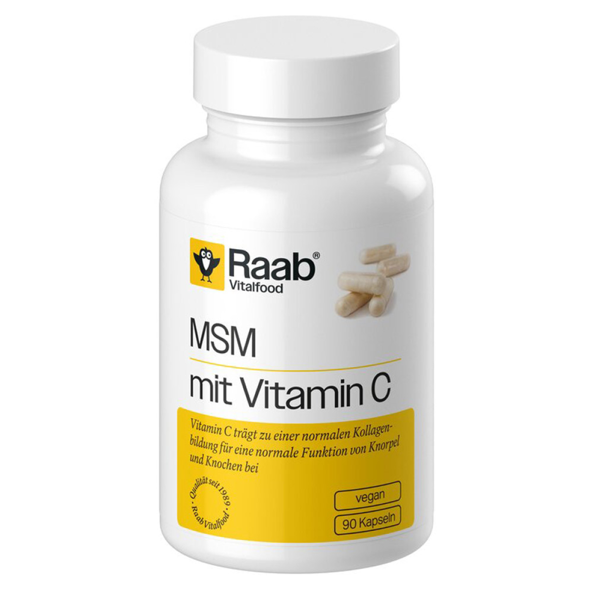 Raab Vitalfood MSM mit Vitamin C Kapseln 90 St. – Produktverpackung