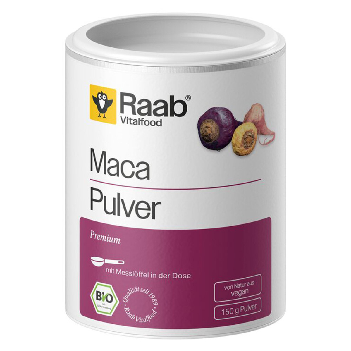 Raab Vitalfood Maca Premium Pulver Bio 150 g – Produktverpackung