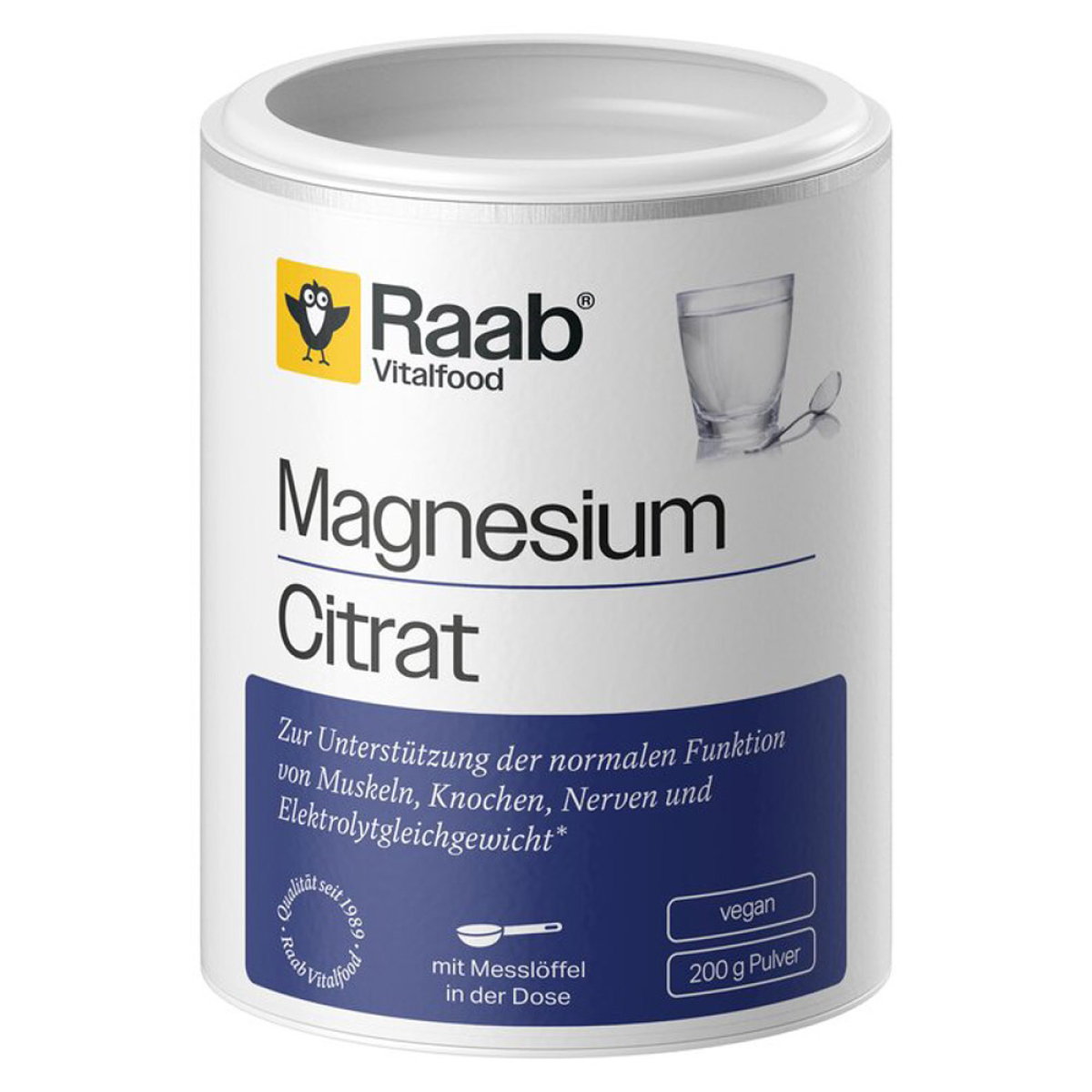 Raab Vitalfood Magnesiumcitrat Pulver 200 g – Produktverpackung