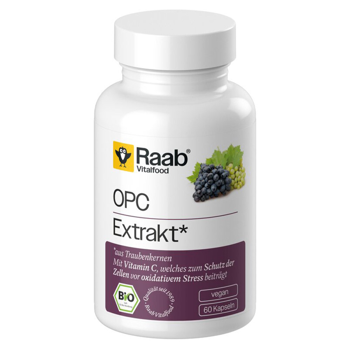 Raab Vitalfood OPC Extrakt Kapseln Bio 60 St. – Produktverpackung