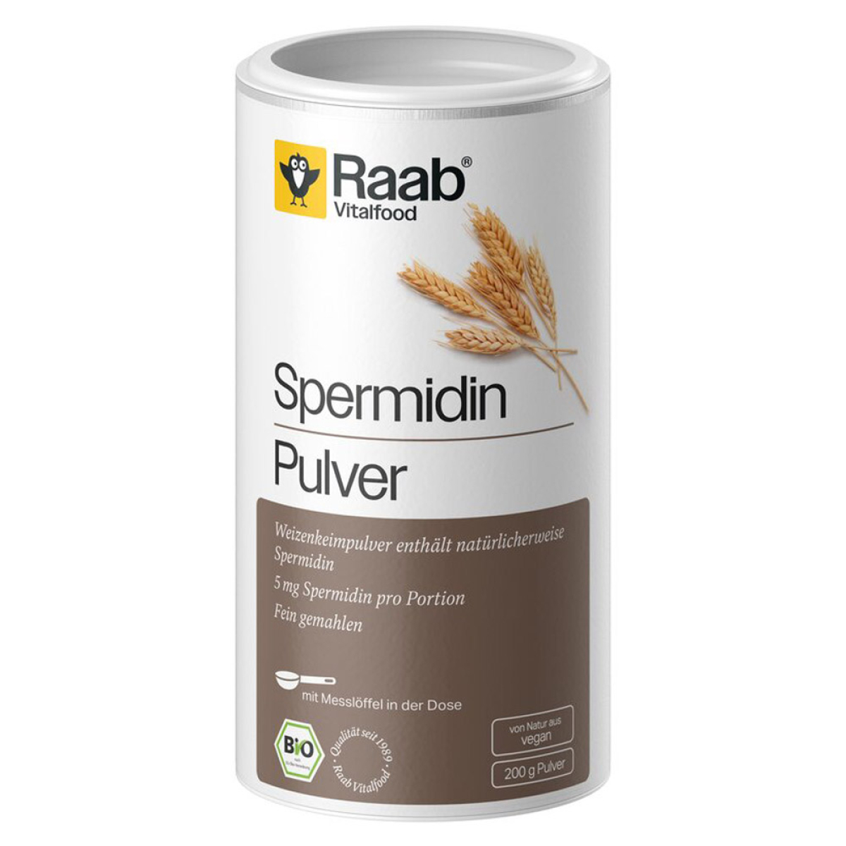 Raab Vitalfood Spermidin Pulver Bio 200 g – Produktverpackung
