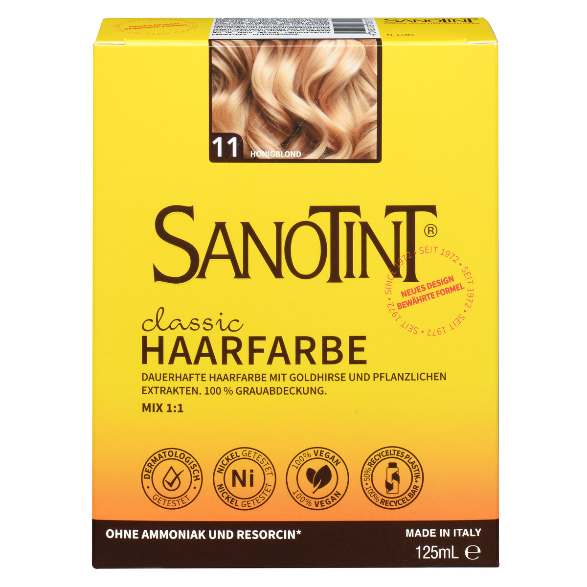 Sanotint Haarfarbe 11 Honigblond ohne Ammoniak – Verpackung der Coloration