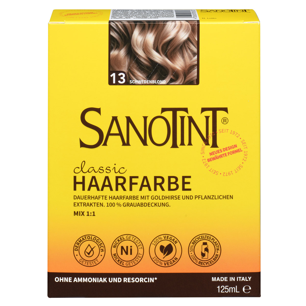 Sanotint Haarfarbe 13 Schwedenblond ohne Ammoniak – Verpackung der Coloration