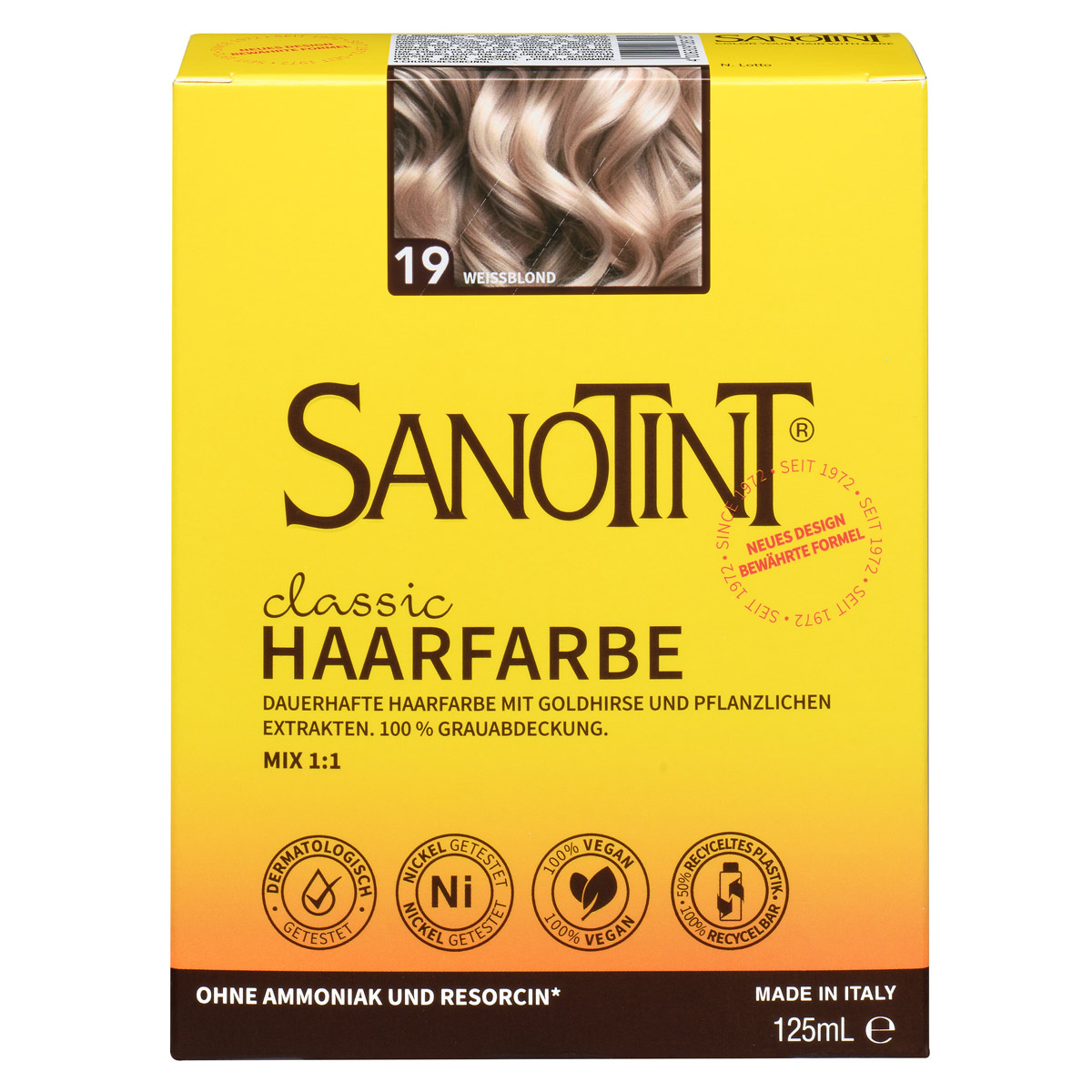 Sanotint Haarfarbe 18 Nerzblond ohne Ammoniak – Verpackung der Coloration
