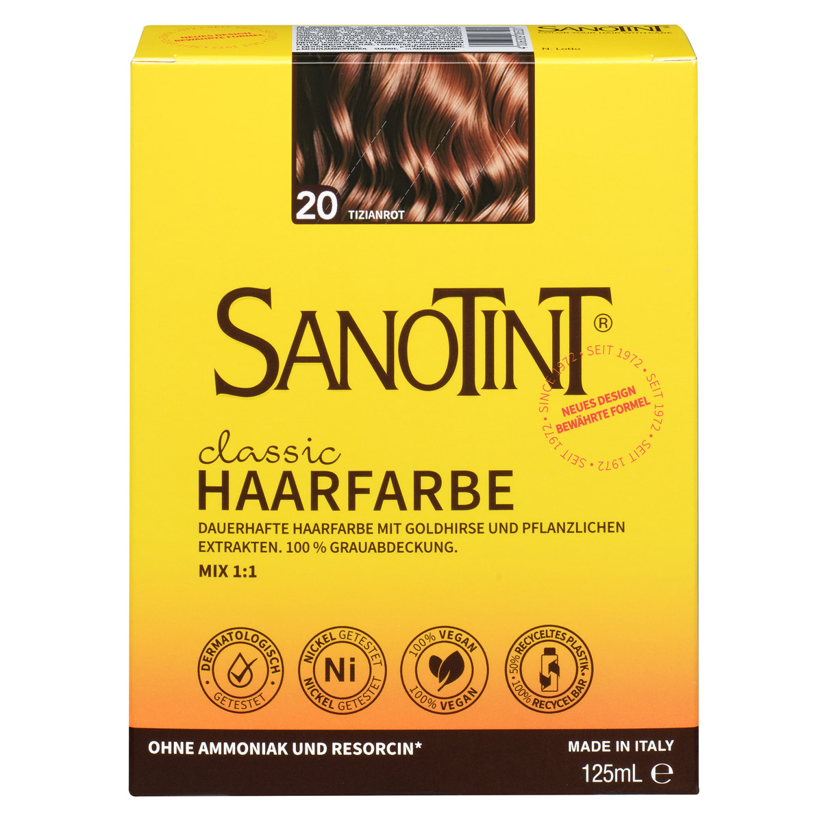 Sanotint Haarfarbe 20 Tizianrot ohne Ammoniak – Verpackung der Coloration