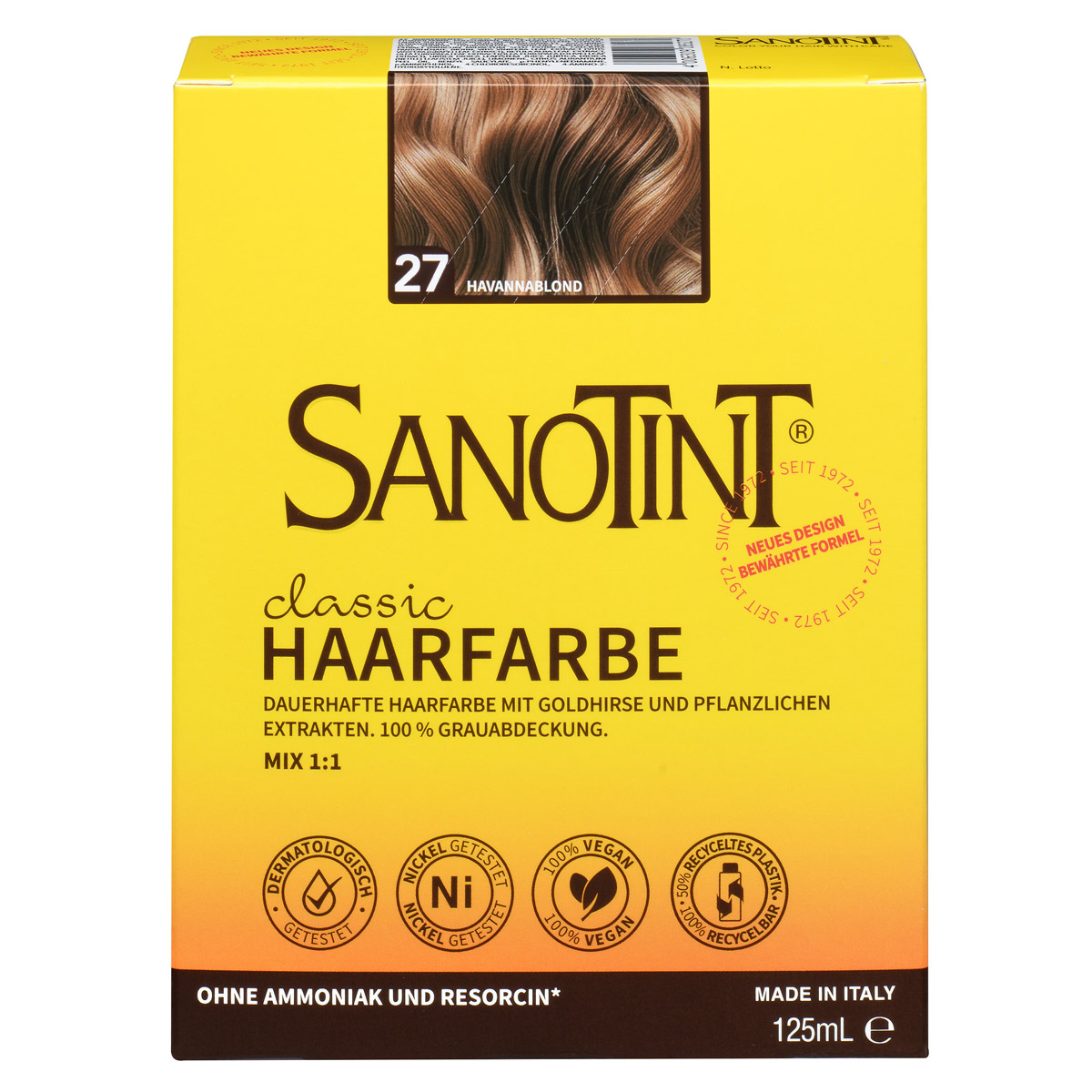Sanotint Haarfarbe 27 Havanna Blond ohne Ammoniak – Verpackung der Coloration