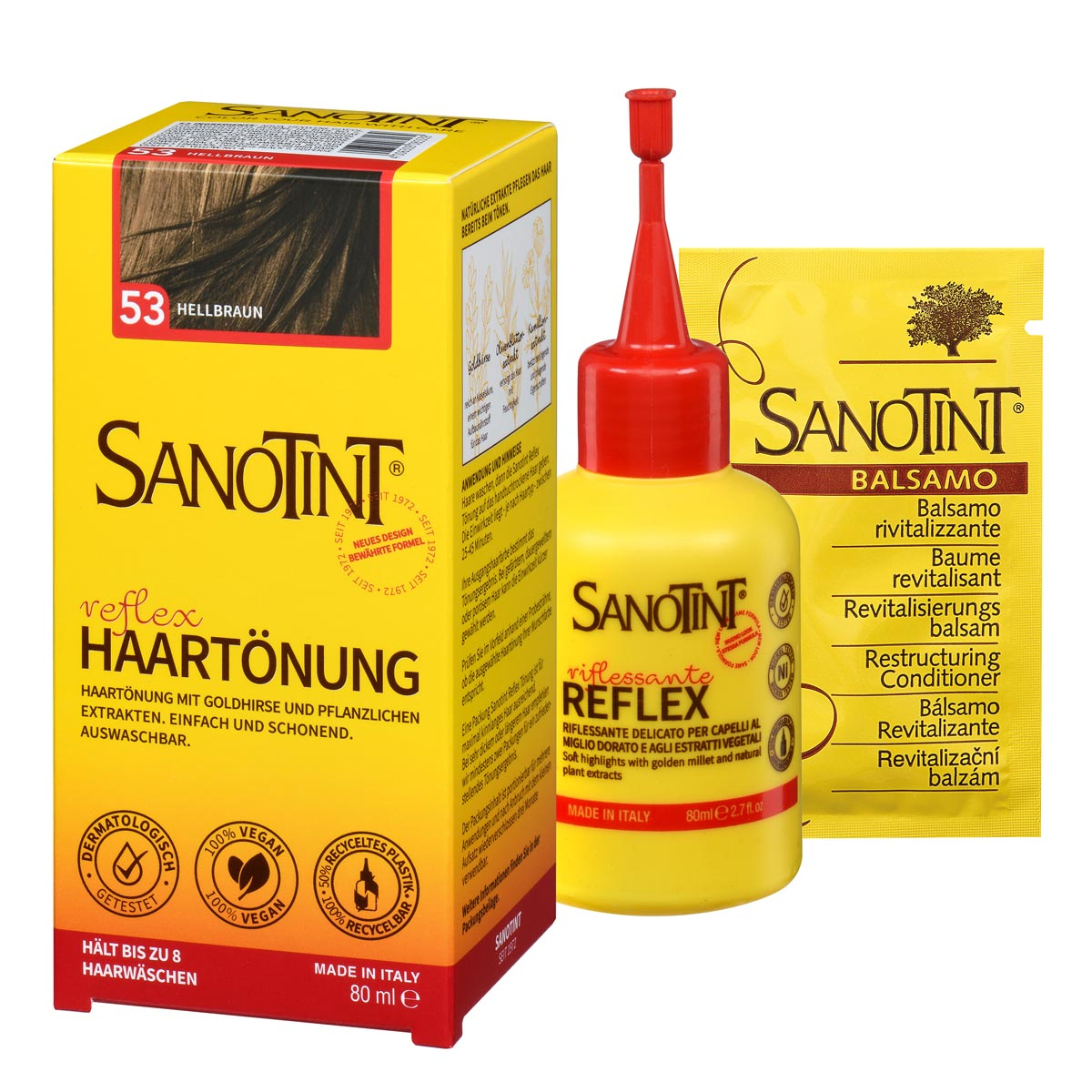 Preview: Reflex Haartönung Set Hellbraun – Colorationscreme und Pflegebalsam