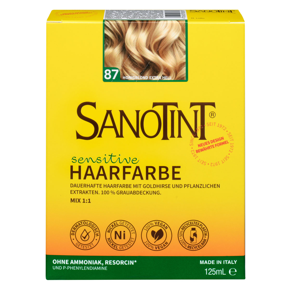 Sanotint Haarfarbe sensitive 87 Honigblond Hell ohne Ammoniak – Verpackung der Coloration