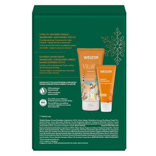 Preview: Produktbild Rückseite des Weleda Vitality Geschenkset Sanddorn