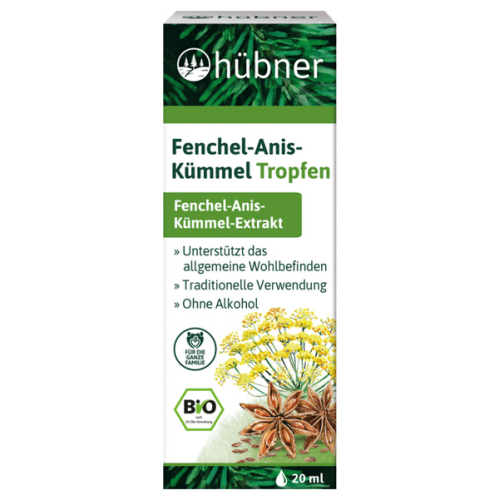 Produktverpackungsbild der hübner Fenchel-Anis-Kümmel Tropfen