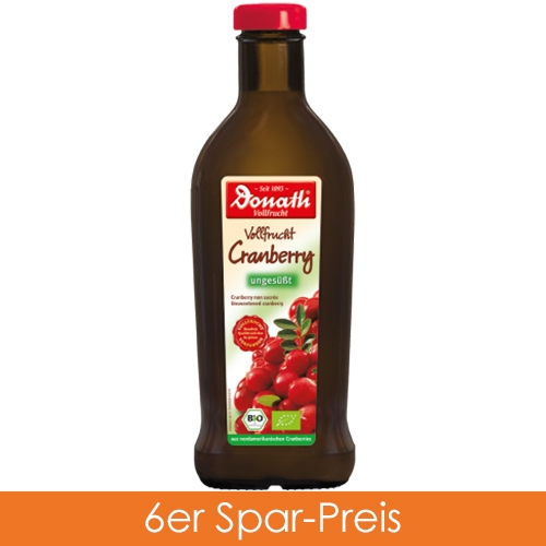 Donath Bio Vollfrucht Cranberry unges. 6x500ml