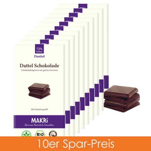 Makri Schokolade - Dunkel 72% 10er