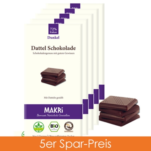 Makri Schokolade - Dunkel 72% 5er