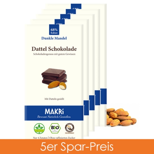 Makri Schokolade - Dunkle Mandel 68% 5er