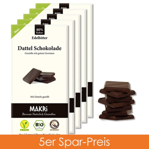 MAKRi Schokolade - Edelbitter 80% 5er