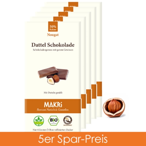 Makri Schokolade - Nougat 50% 5er