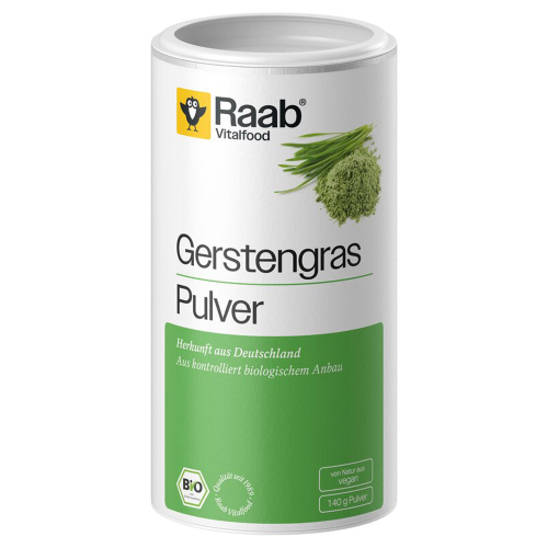 Raab Vitalfood Gerstengras Pulver Bio 140 g – Produktverpackung
