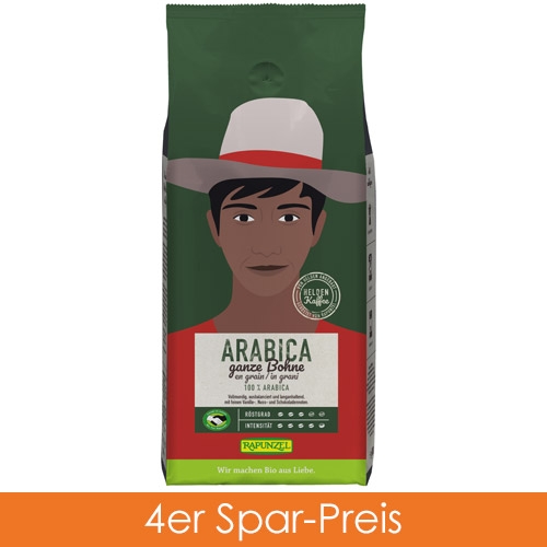 Rapunzel Heldenkaffee Arabica, ganze Bohne 4x1kg