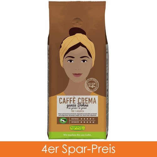 Rapunzel Heldenkaffee Crema, ganze Bohne 4x1kg