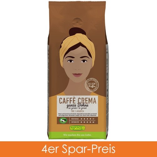 Rapunzel Heldenkaffee Crema, ganze Bohne 4x1kg