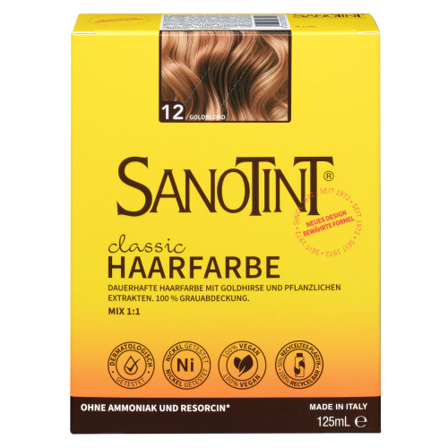Sanotint Haarfarbe 12 Goldblond ohne Ammoniak – Verpackung der Coloration