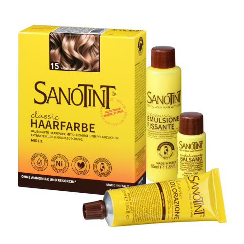 Sanotint Haarfarbe Set Aschblond – Colorationscreme, Entwickler und Pflegebalsam