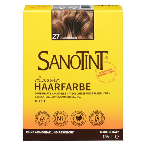 Sanotint Haarfarbe 27 Havanna Blond ohne Ammoniak – Verpackung der Coloration