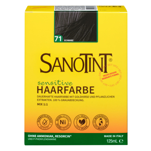 Sanotint Haarfarbe sensitive 71 Schwarz ohne Ammoniak – Verpackung der Coloration
