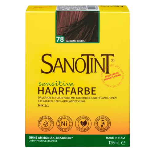 Sanotint Haarfarbe sensitive 78 Mahagoni Dunkel ohne Ammoniak – Verpackung der Coloration