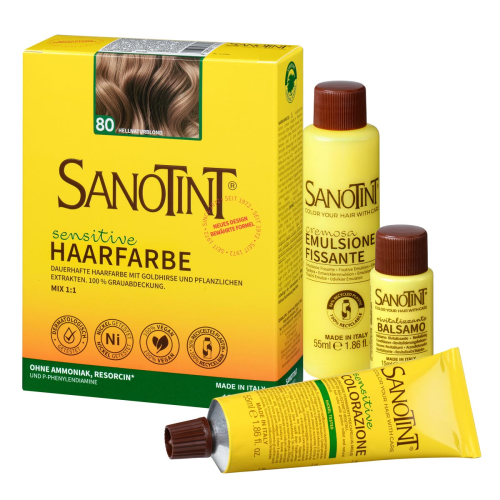Sanotint Haarfarbe sensitive Set Hellnaturblond – Colorationscreme, Entwickler und Pflegebalsam