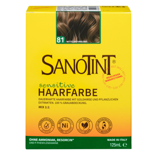 Sanotint Haarfarbe sensitive 81 Mittelnaturblond ohne Ammoniak – Verpackung der Coloration