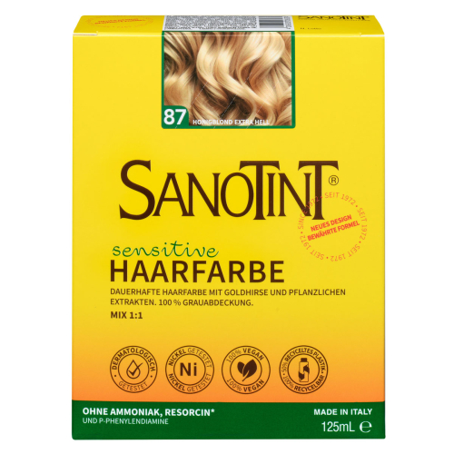 Sanotint Haarfarbe sensitive 87 Honigblond Hell ohne Ammoniak – Verpackung der Coloration