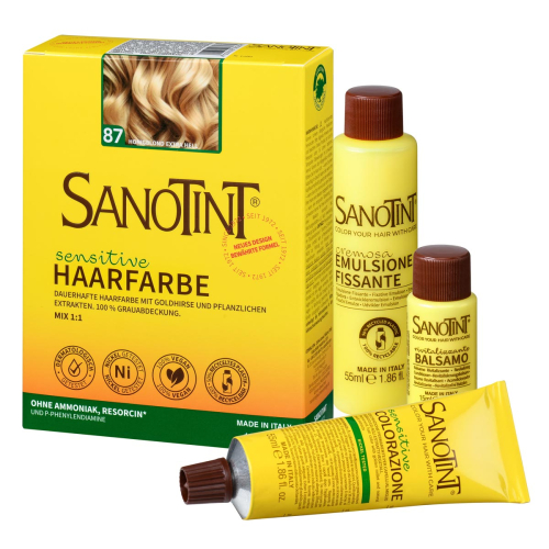Sanotint Haarfarbe sensitive Set Honigblond Hell – Colorationscreme, Entwickler und Pflegebalsam