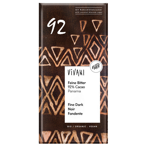 Vivani Feine Bitter 92 % Cacao 80g