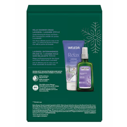 Produktbild Rückseite des Weleda Relax Geschenkset Lavendel