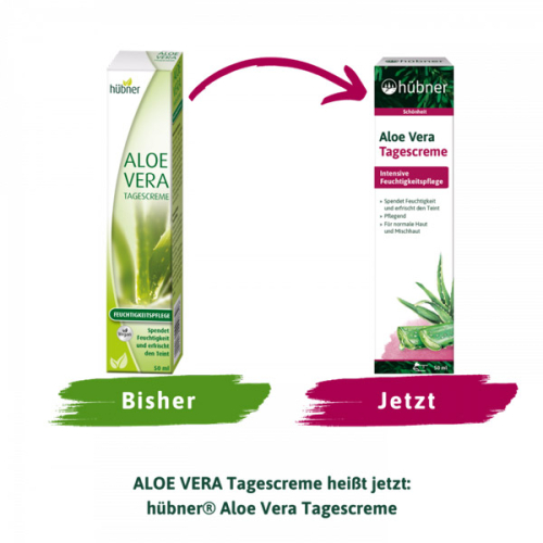 hübner Aloe Vera Tagescreme - Designansicht vorher nachher