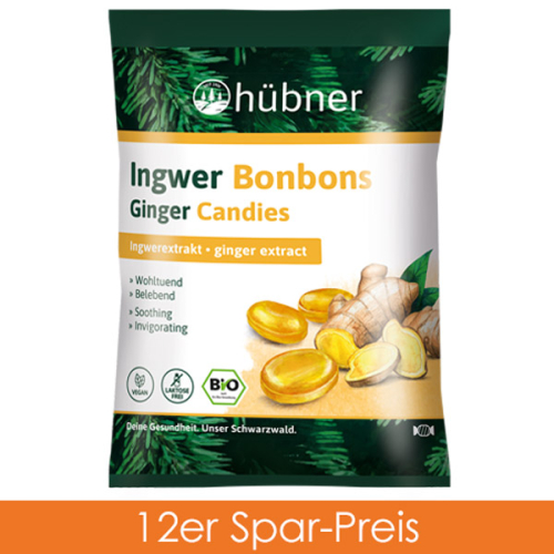 Produktverpackungsbild der hübner Ingwer Bonbons Bio