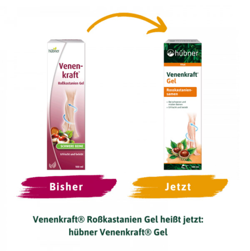 hübner Venenkraft Gel - Designansicht vorher nachher