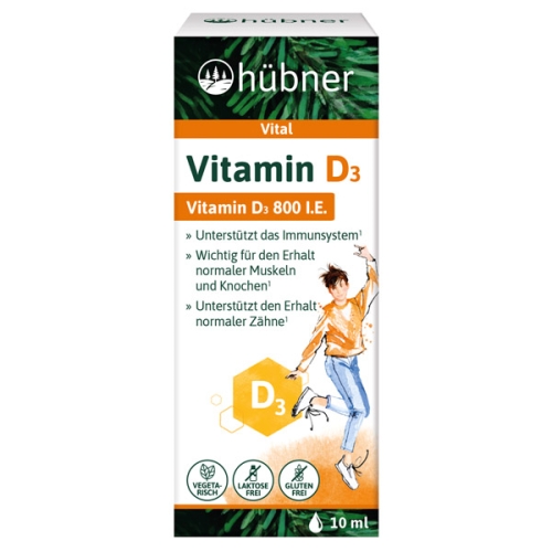 Produktverpackungsbild der hübner Vitamin D3 Tropfen