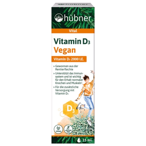 Produktverpackungsbild der hübner Vitamin D3 Vegan Tropfen