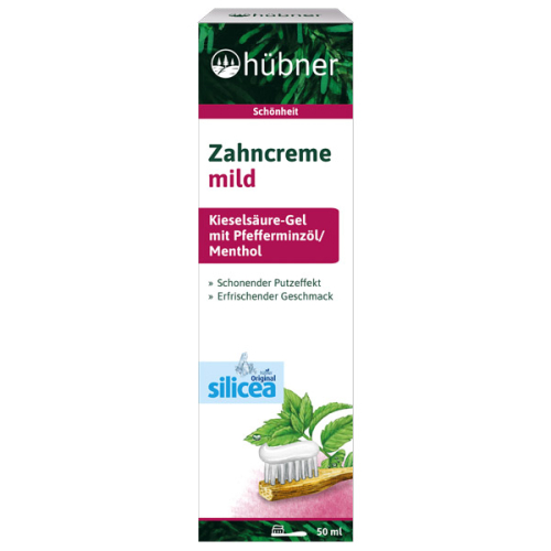 Produktverpackungsbild der hübner Zahncreme mild mit Pfefferminz
